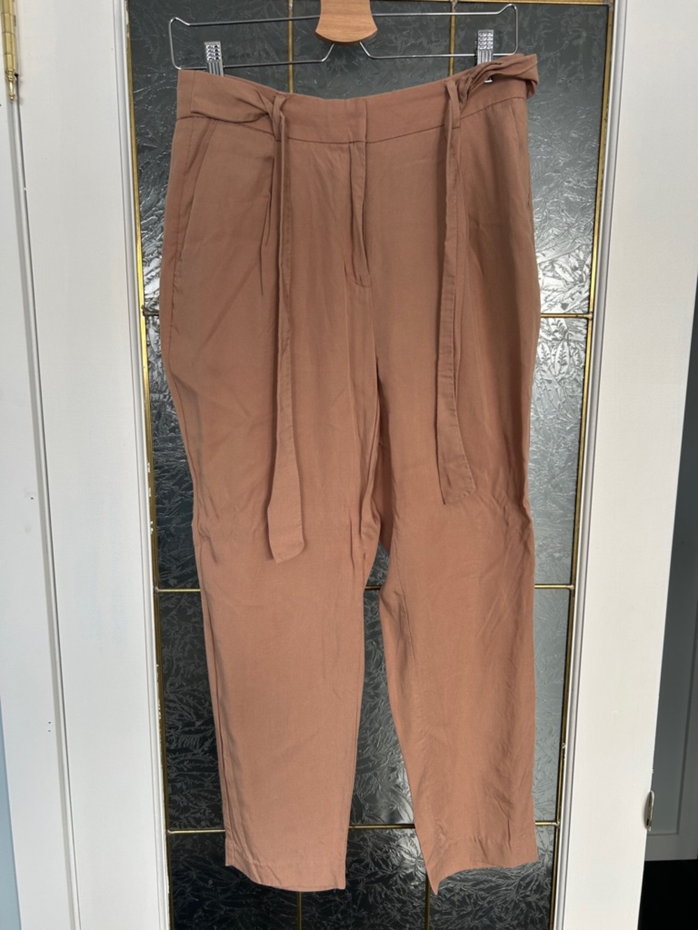 RW&CO. Rust-Brown Straight-Leg Paperbag Pants